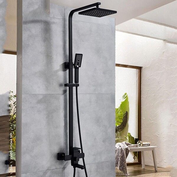 Barral Ducha Negro Mate Con Monocomando Bañera Duchero Barral Ducha Negro Mate Con Monocomando Bañera Duchero