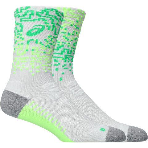 Medias Running Performance Run Sock Crew Unisex Brilliant White/illum. Green/vital Green