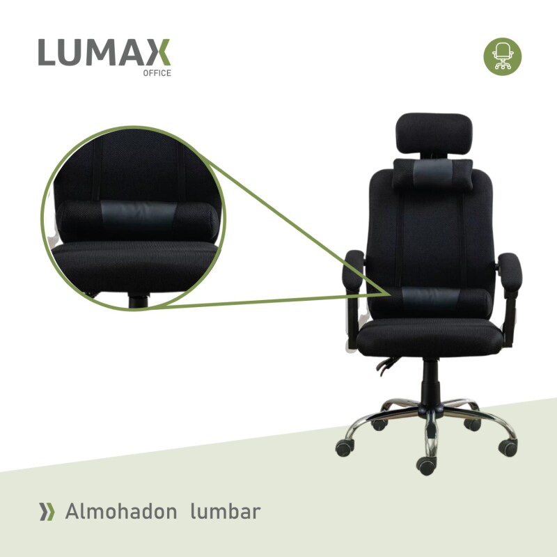 Silla Ejecutiva Lumax Wynn Ergonómica Con Asiento Respaldo Y Reposabrazos Acolchados Negro