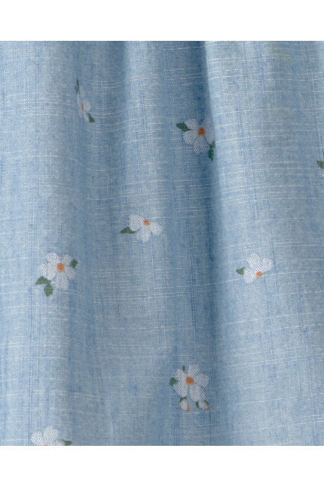 Set dos piezas de chambray, short y remera, azul, diseño floral Sin color