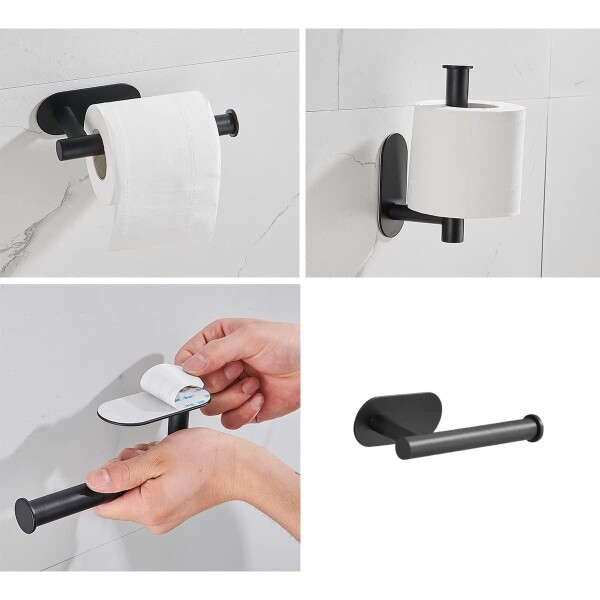 Set Accesorios De Baño Rollo Toalla Percha Juego 4 Piezas Adhesivo Acero Inoxidable Imback Color Negro Set Accesorios De Baño Rollo Toalla Percha Juego 4 Piezas Adhesivo Acero Inoxidable Imback Color Negro
