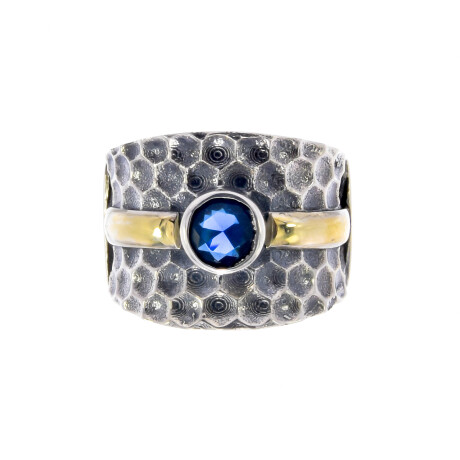 Anillo de plata 925 y double en oro 18 ktes con circonia. Anillo de plata 925 y double en oro 18 ktes con circonia.