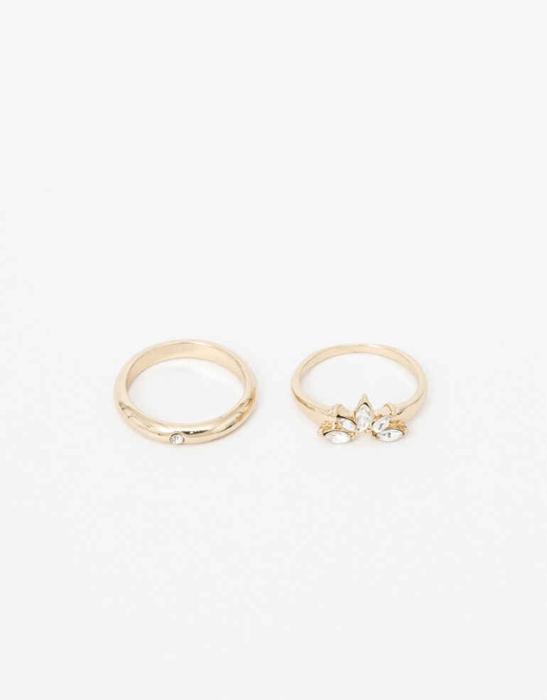 Sets Anillos Strass Set De Anillos De Metal Strass - Dorado
