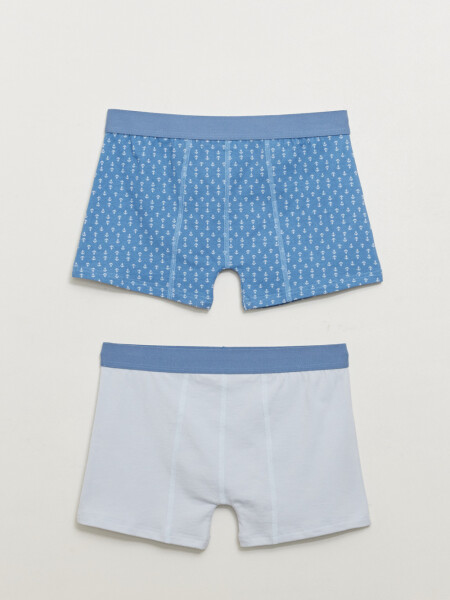Pack X2 Boxer Estampado Anclas Gris Y Azul