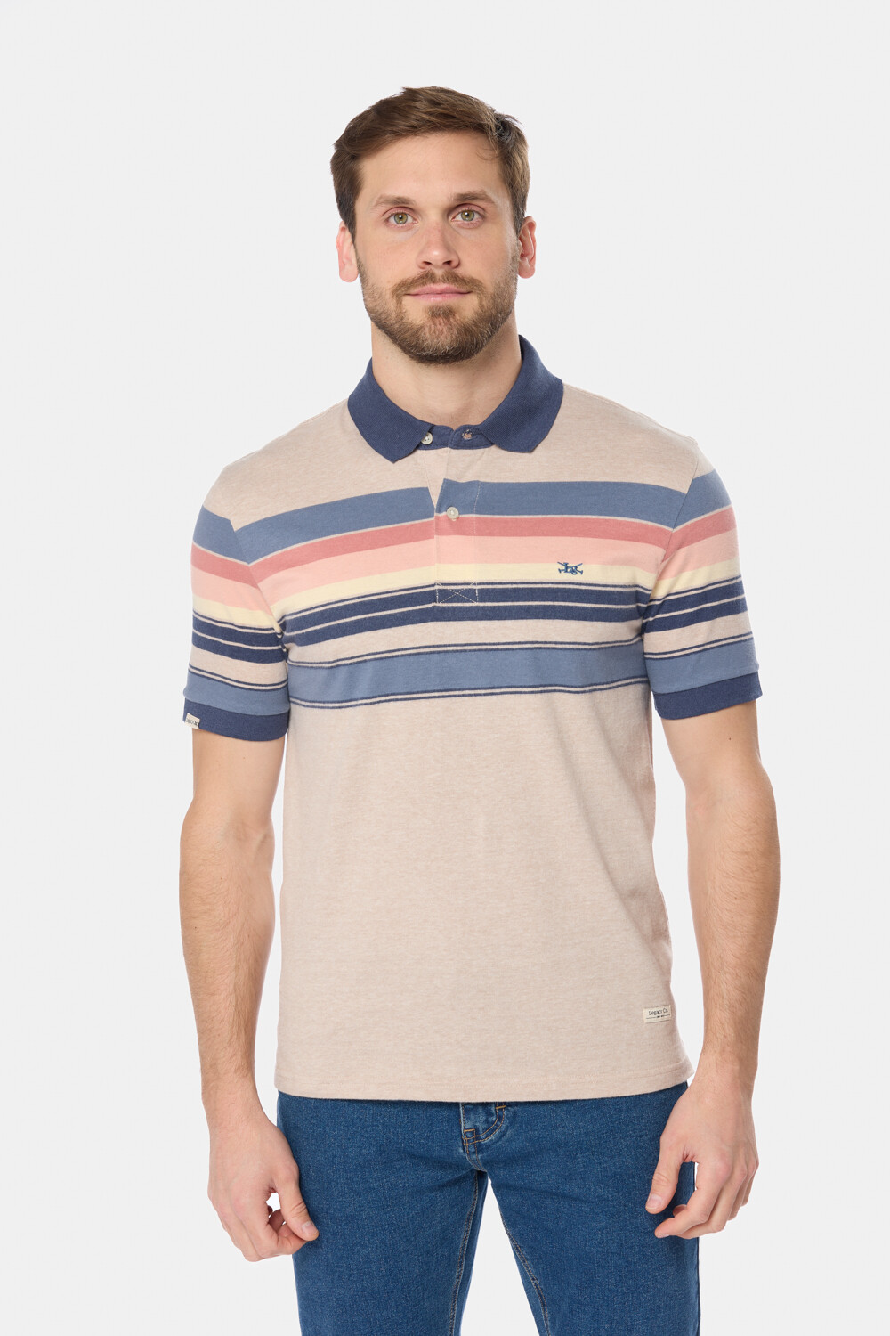 REMERA POLO RAYADA Beige