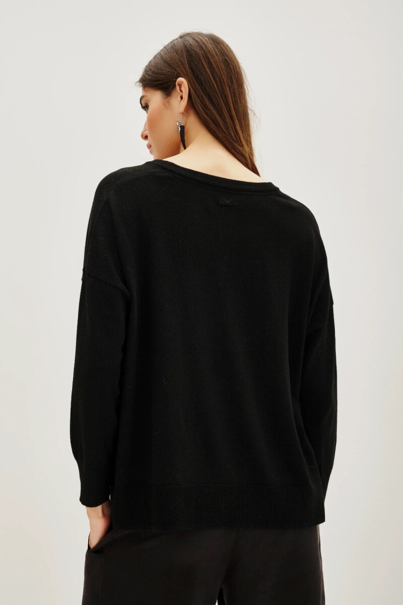 Sweater Embro Leaves Negro
