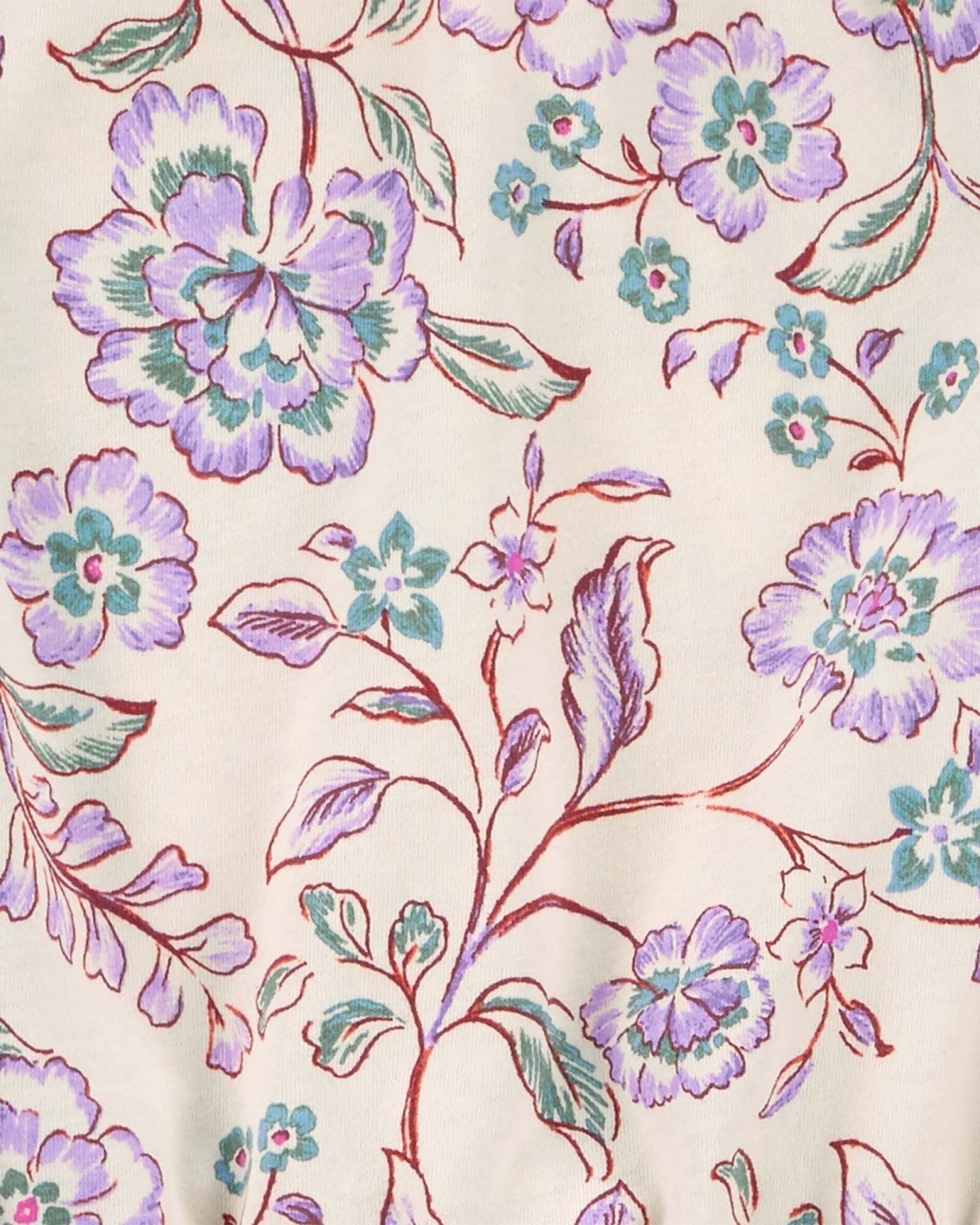 Blusa de algodón, con fruncido, diseño floral Sin color