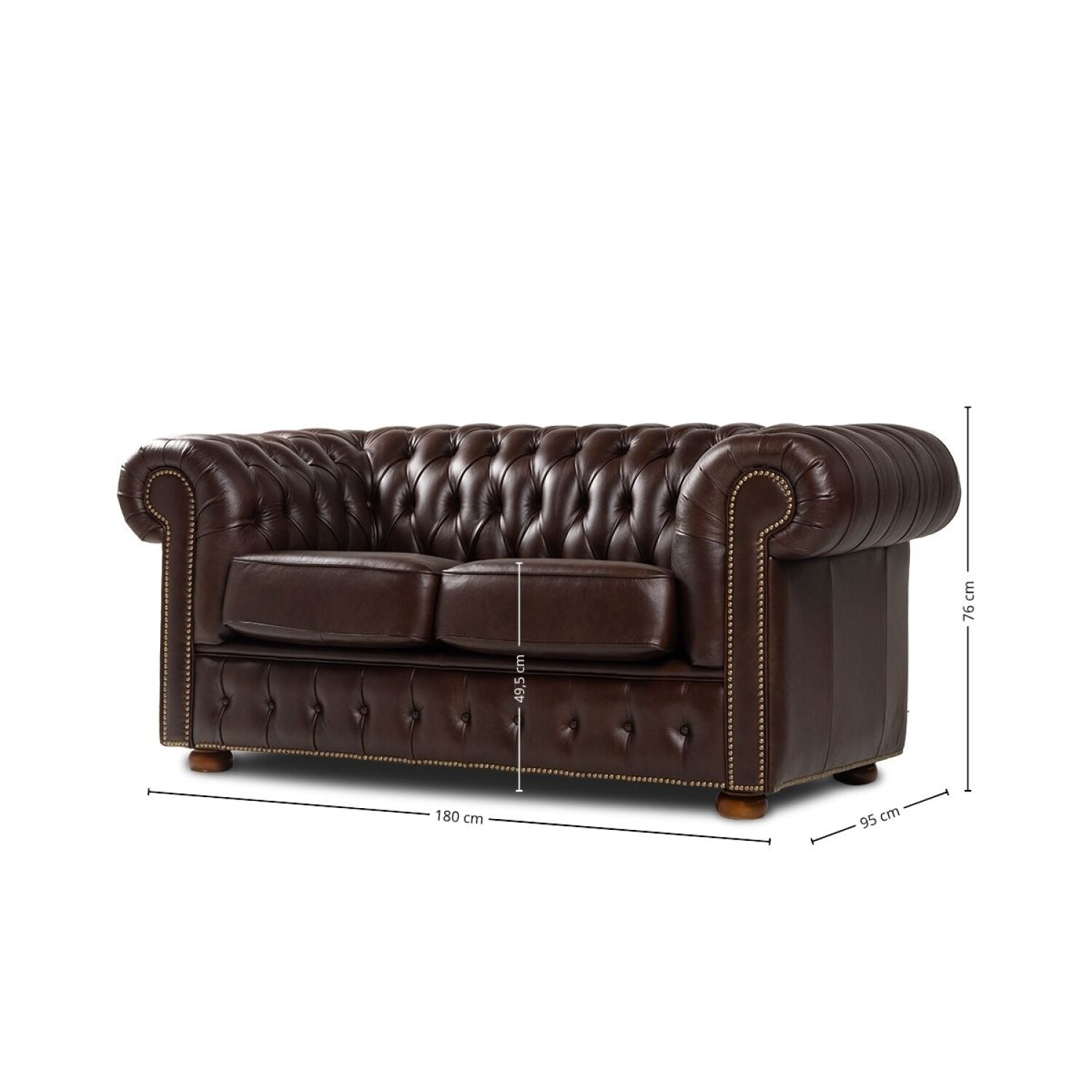 Sofá Chesterfield Novo - Cuero Advanced - 2 cuerpos - Havana ...