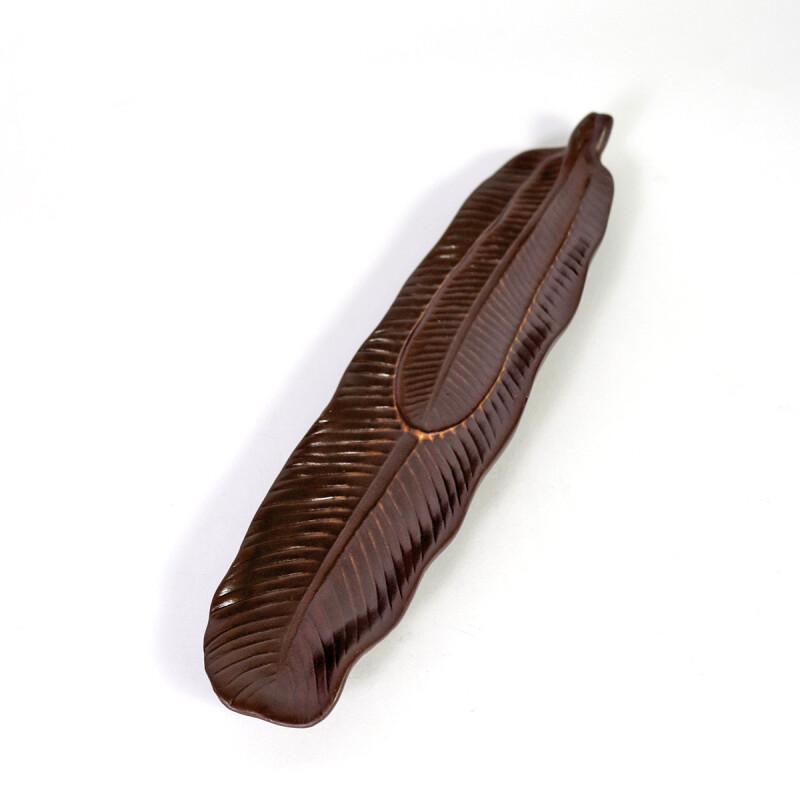 PORTA INCIENSO HOJA MARRON 23X5.5CM Unica