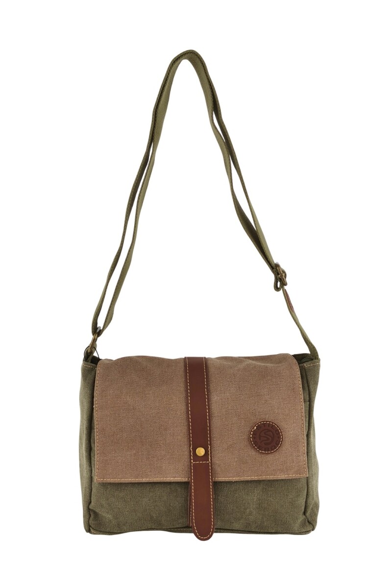 Morral de lona Verde con Marrón