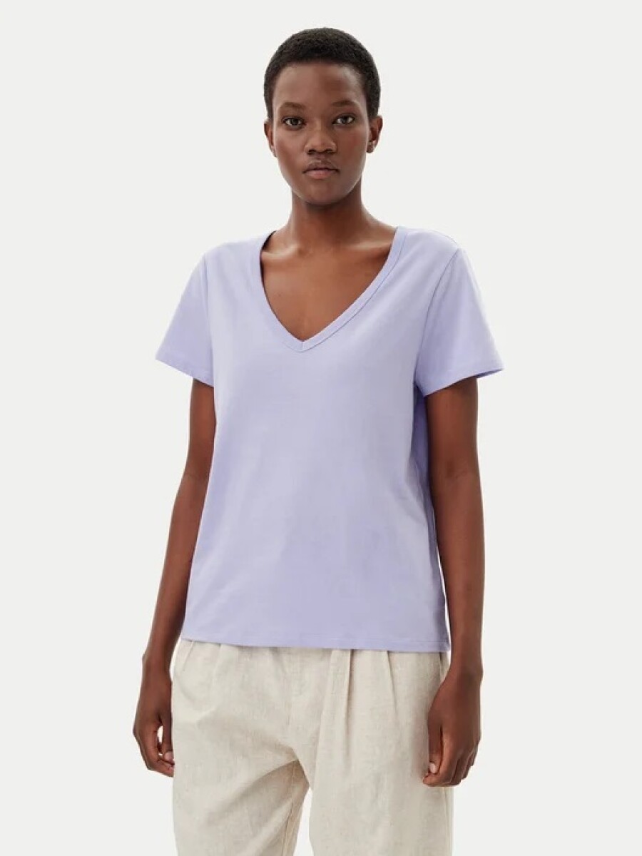 Remera Cuello V Manga Corta Mujer - Warm Violet 568 