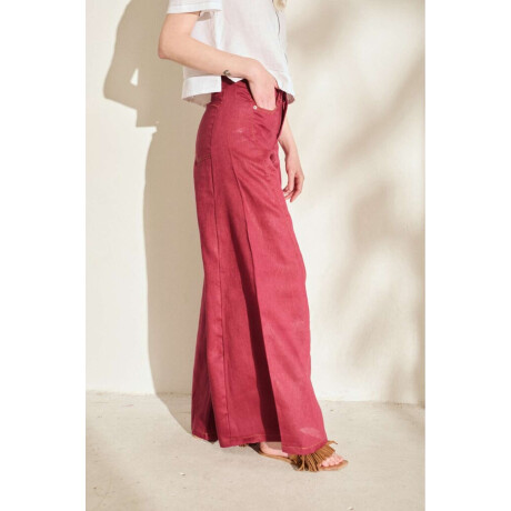 Pantalon Wide Xl Linen Ss26 Bordo