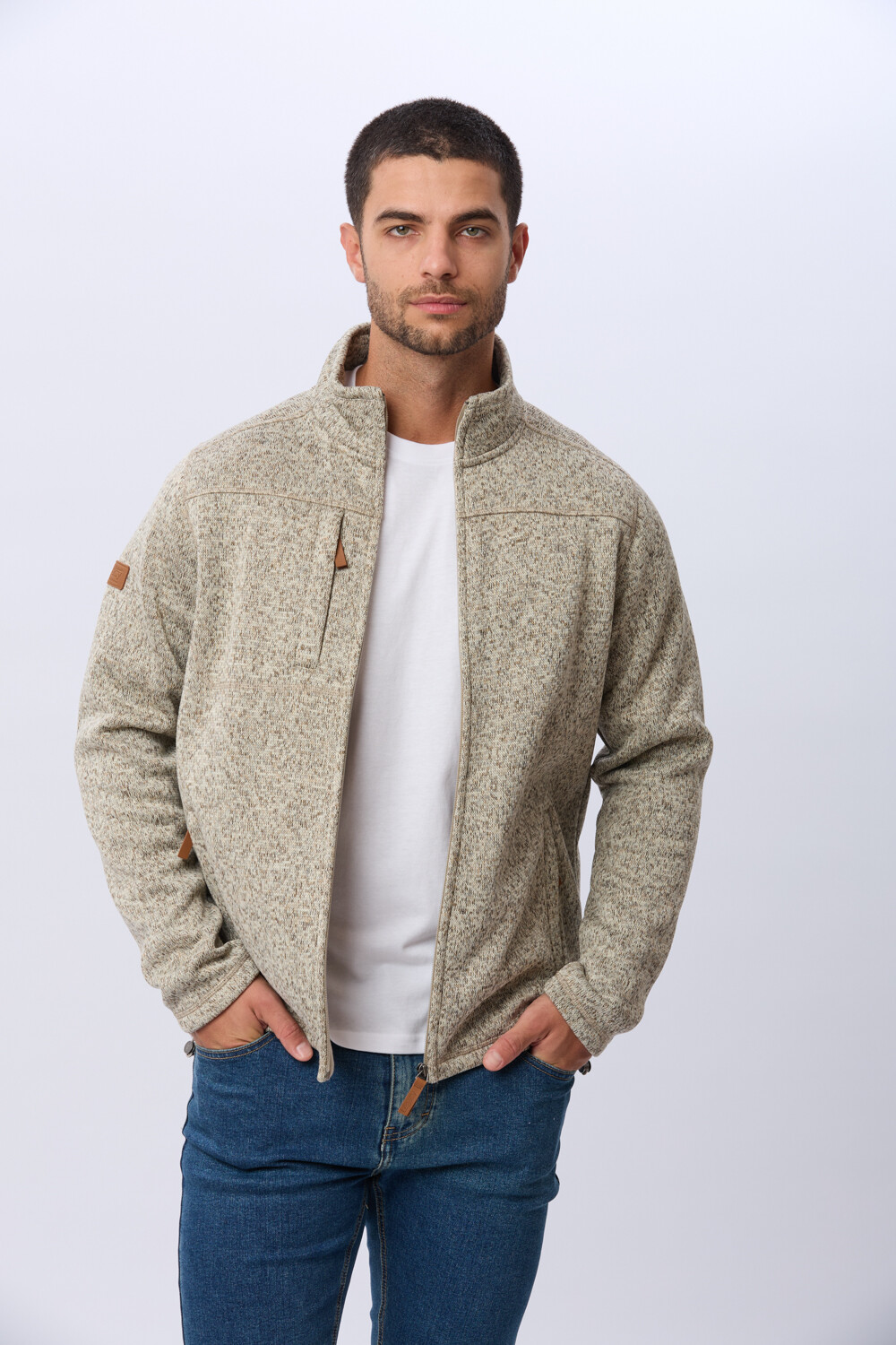 CAMPERA TEXTURADA CON INTERIOR EN POLAR Beige