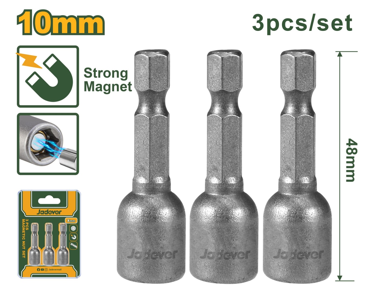 ADAPTADOR MAGNET 10MM ENC 1/4 JADEVER 