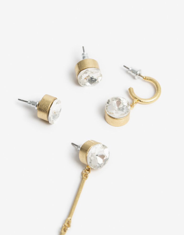 Aros Sets Strass Set De Aros - Dorado Oro Amarillo