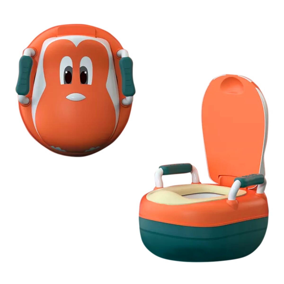 Pelela Infantil Water Inodoro con Tapa de Diseños Divertidos - Verde/naranja 