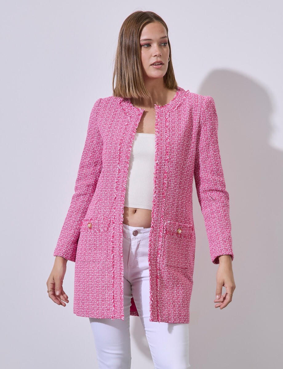 Chaqueta Tweed Larga - Rosa/multi 