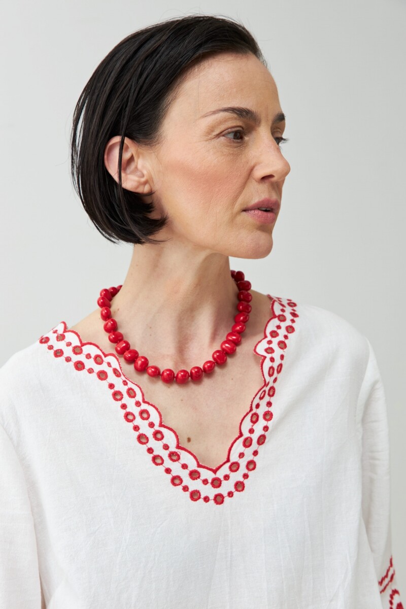 Blusa bordada manga larga blanco