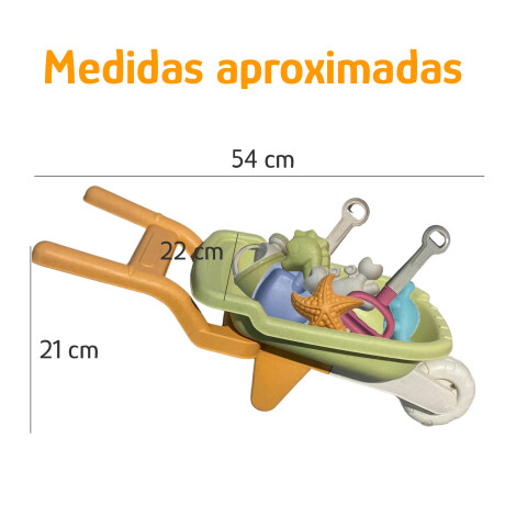 Set Juego De Playa Infantil 8 Piezas Con Carretilla y Moldes Verde