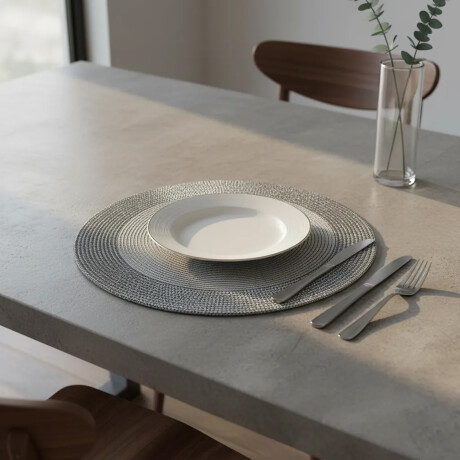 Mantel Individual Diseño Glow Redondo en PP Ø38Cm Paramount Plateado