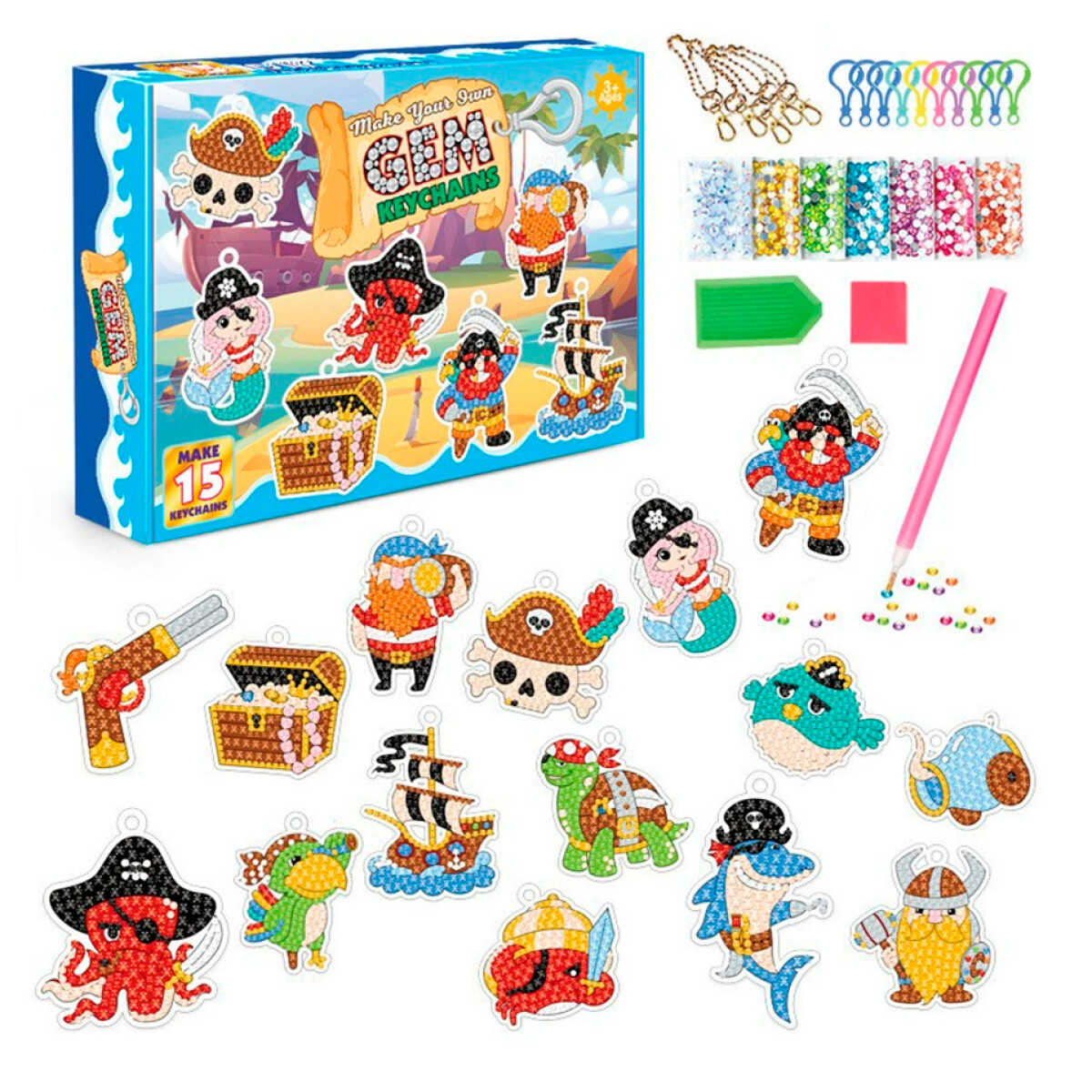 Set Crea Llaveros De Gemas DIY - Piratas 