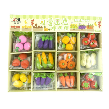 GOMA BORRAR FRUTAS Y VERDURAS 21--33GR 2-4.5CM 12 DISEÑOS GOMA BORRAR FRUTAS Y VERDURAS 21--33GR 2-4.5CM 12 DISEÑOS