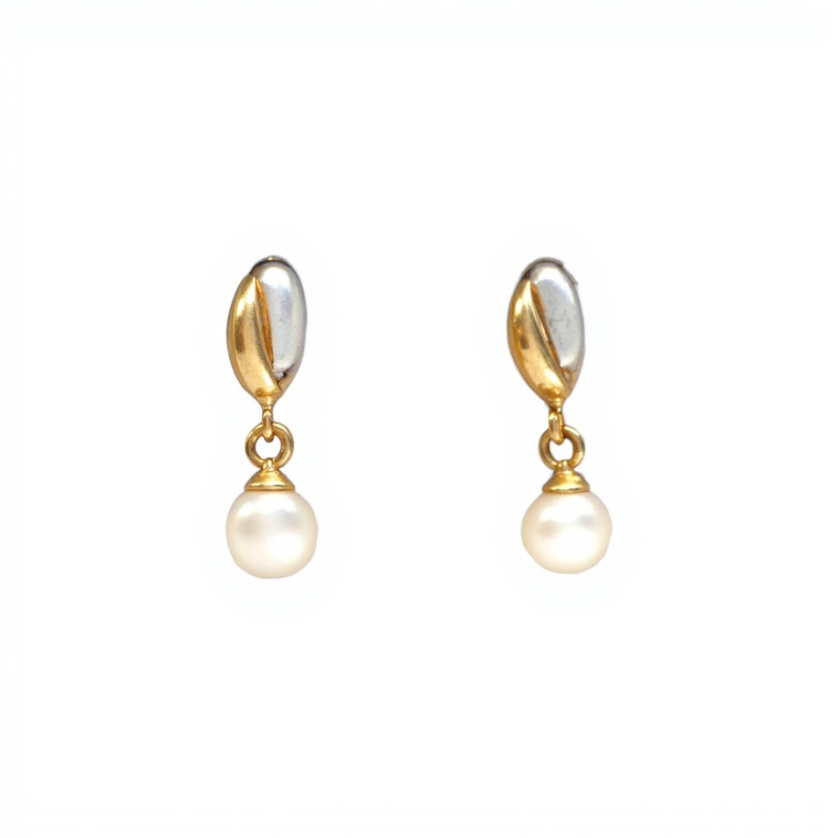 Caravanas colgante Perlas - Oro bajo - Perla de río- CA8205 - conperla 