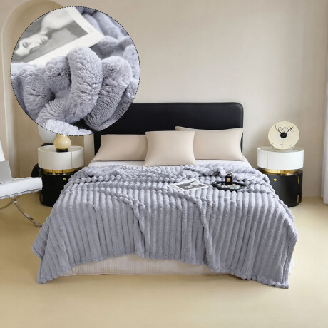 Manta Frazada Polar Plaza y Media Acanalada Suave Cama Sofá Celeste