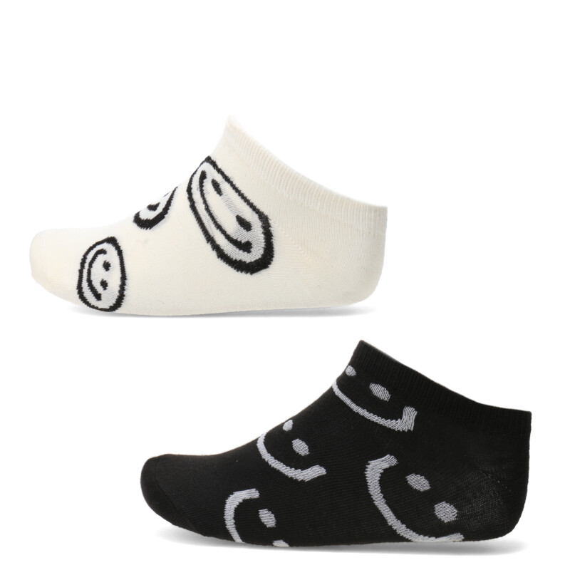 Medias de Niños N+ Emoticon x2 Beige Natural - Negro