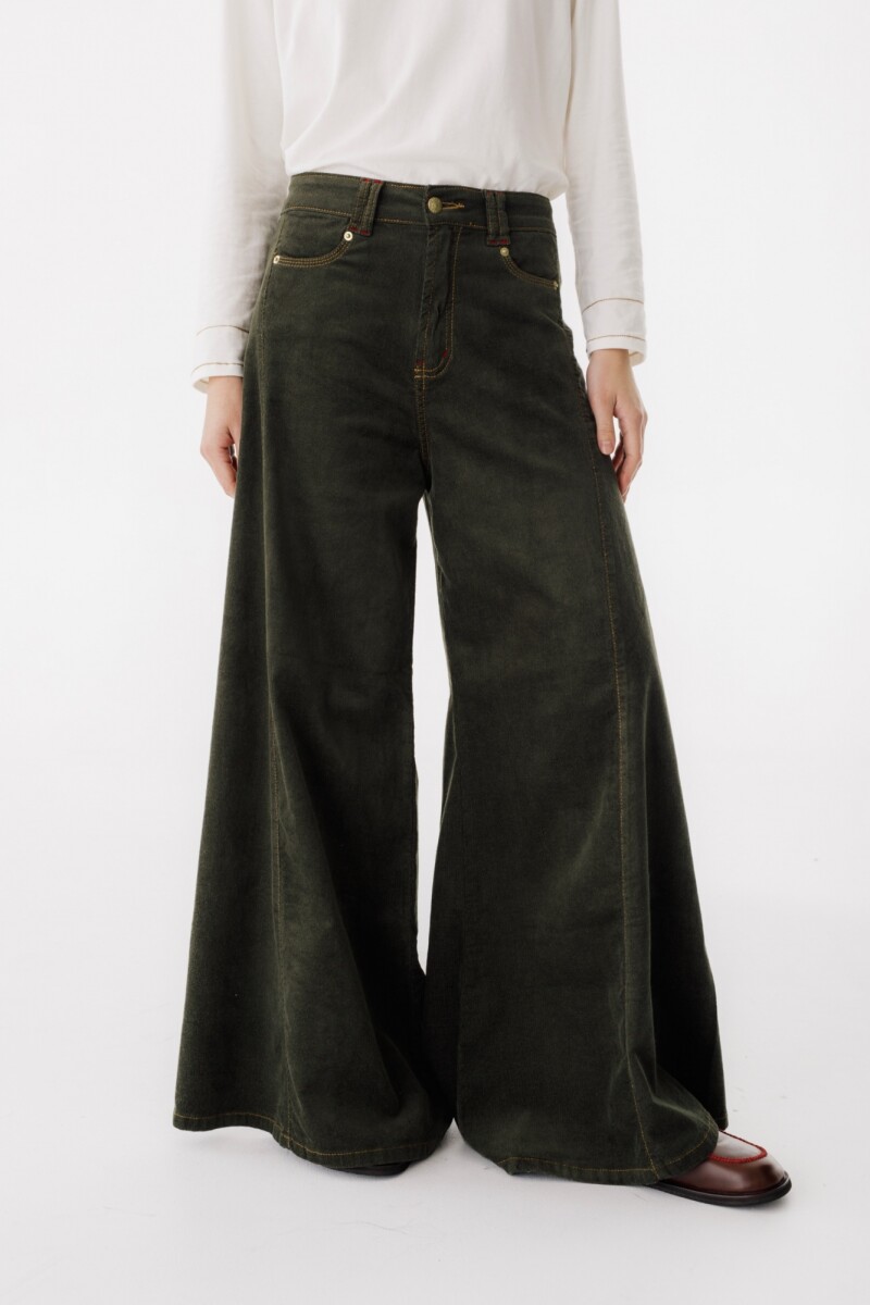PANTALON WIDE XL CORDEROY - Verde 