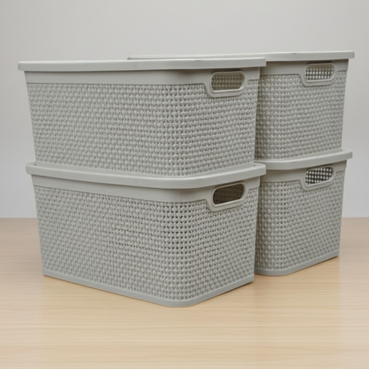 Set x4 Caja simil ratán 15 lts - CAPPUCCINO 