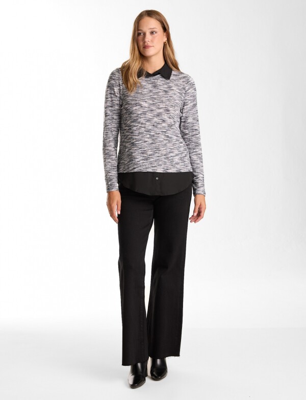 Buzo Twofer Melange NEGRO/GRIS