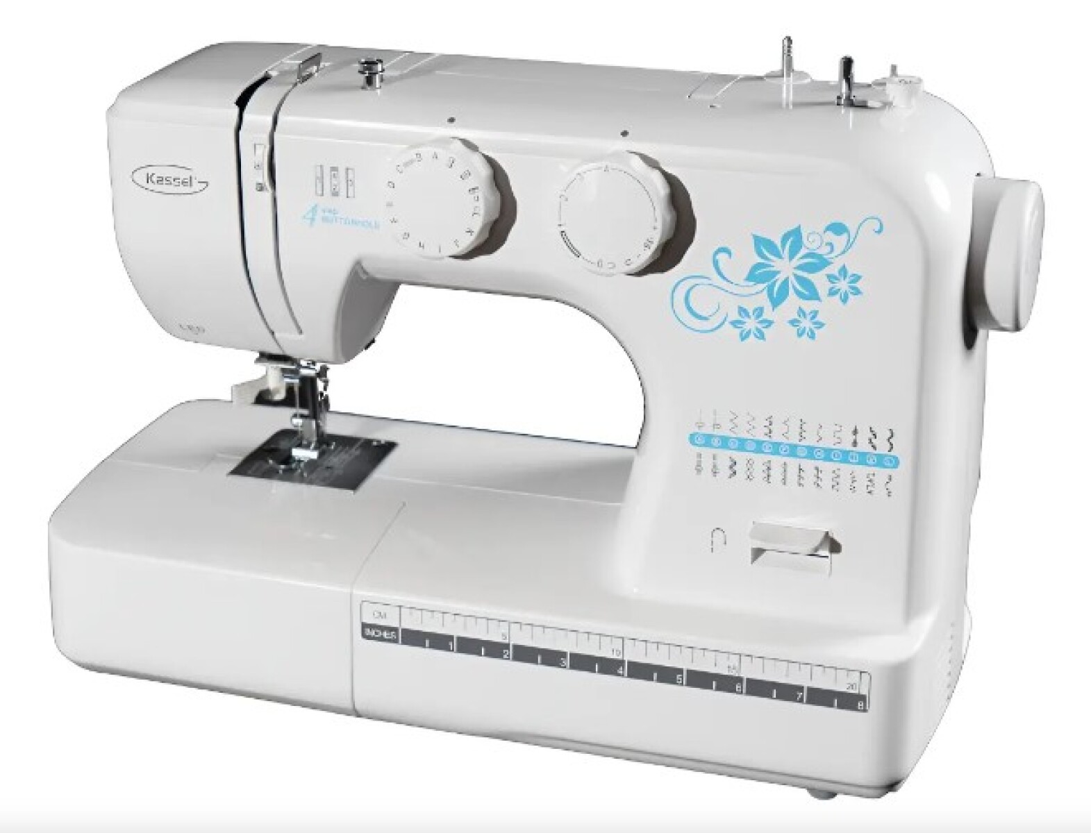 Máquina De Coser Kassel 36 Programas Enhebrador Automático Cortahilo Luz LED Brazo Libre Pedal Eléctrico 