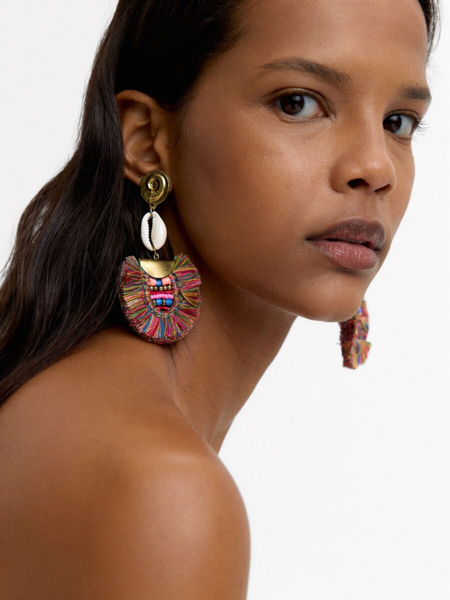 Pendientes Con Flecos Multicolor multicolor