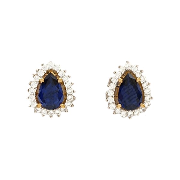 Caravanas Gota Zafiro oro- Oro bajo - Zafiro y zirconia - CA8197 conpiedra
