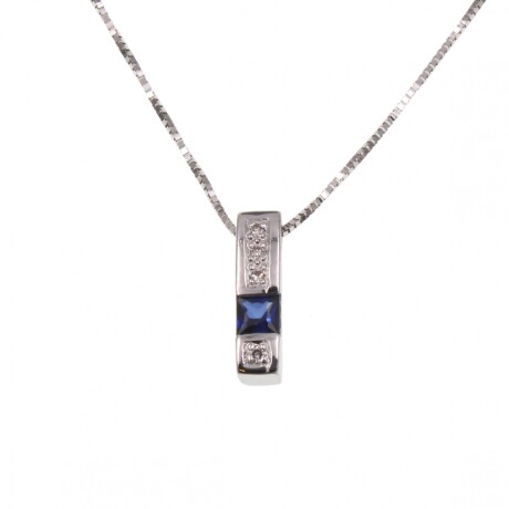 Colgante sin cadena de oro 18k con brillante y zafiros N8732W Colgante sin cadena de oro 18k con brillante y zafiros N8732W