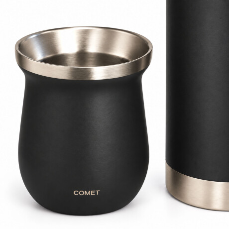 Set Termo 750Ml Manija Fija + Mate 160Ml Ac Inox Comet Negro