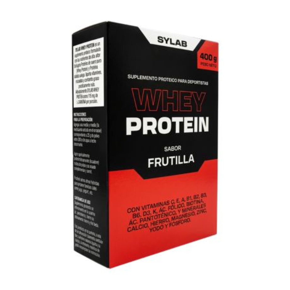 Whey Protein con Vitaminas 400g SYLAB - Sabor Frutilla 