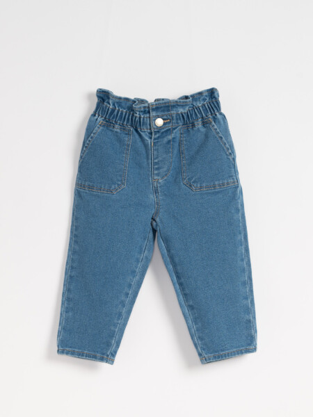 Pantalón jean paper bag Celeste