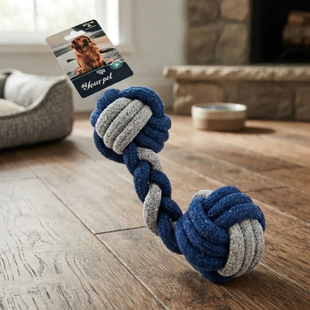 Juguete Para Perro De Cuerda Mancuerna Colores AZUL