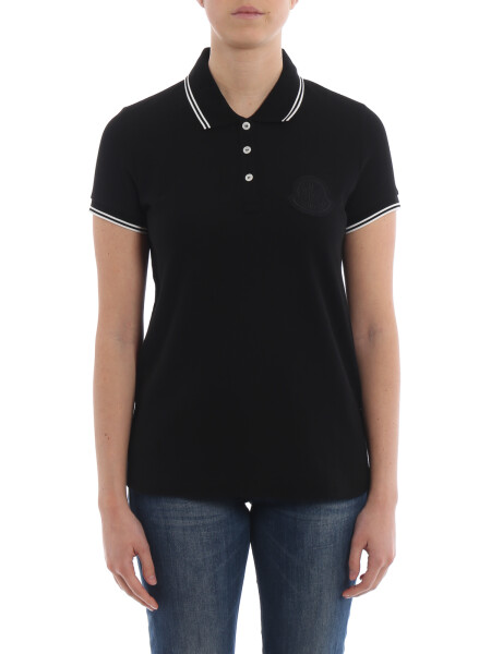 Moncler -Remera polo de algodón manga corta Azul