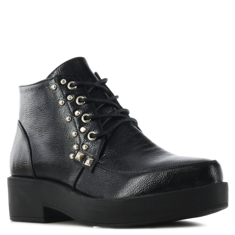 Bota de Mujer Miss Carol BASILI acordonada con aplique de tachas Negro