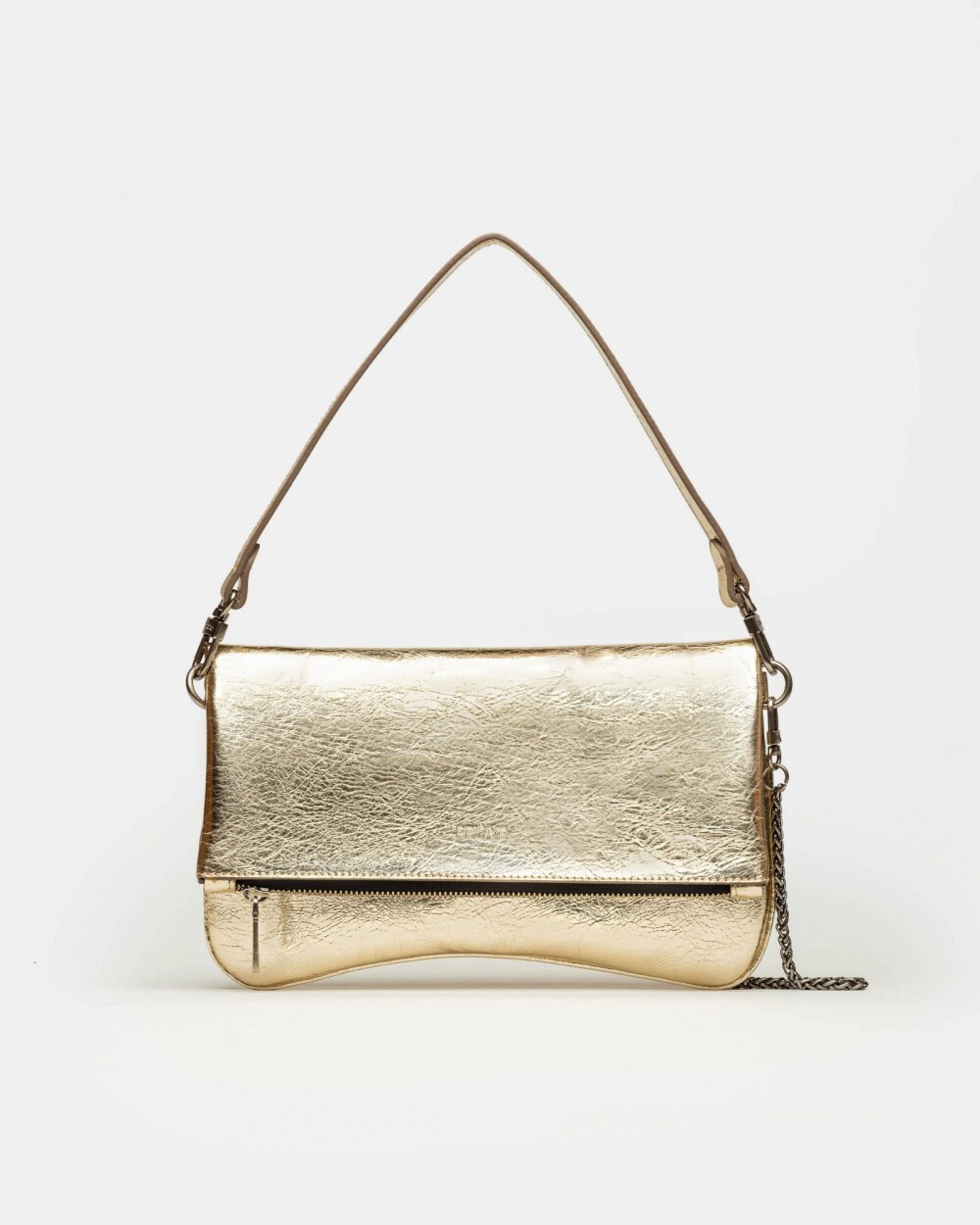 Bandolera Curve en crash metalizado Platino