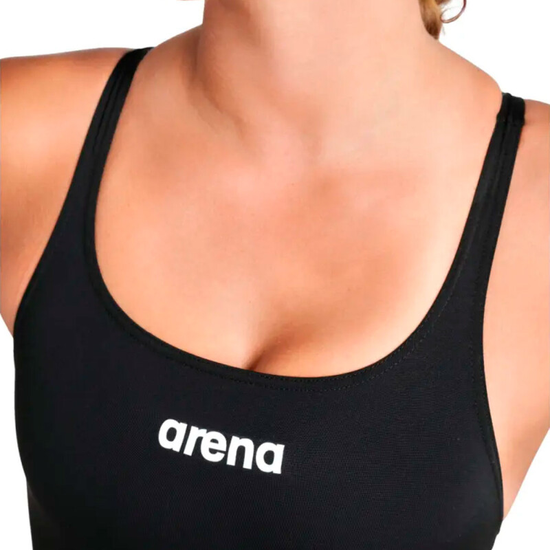 Arena Women's Team Swimsuit Swim Pro Solid Black Negro-blanco