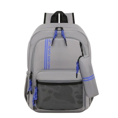Mochila Trendy Never Give up con cartuchera Gris