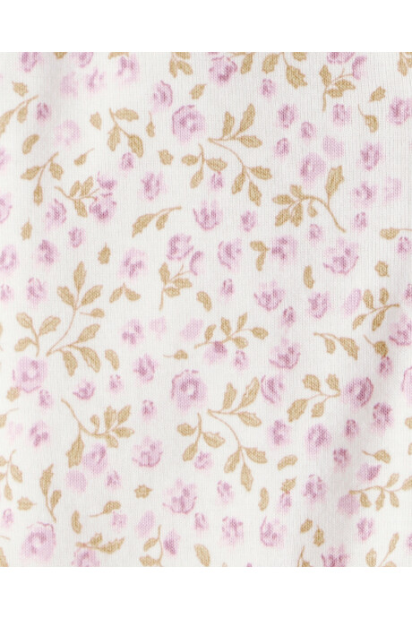 Pijama una pieza de algodón orgánico, con pie, diseño floral Sin color