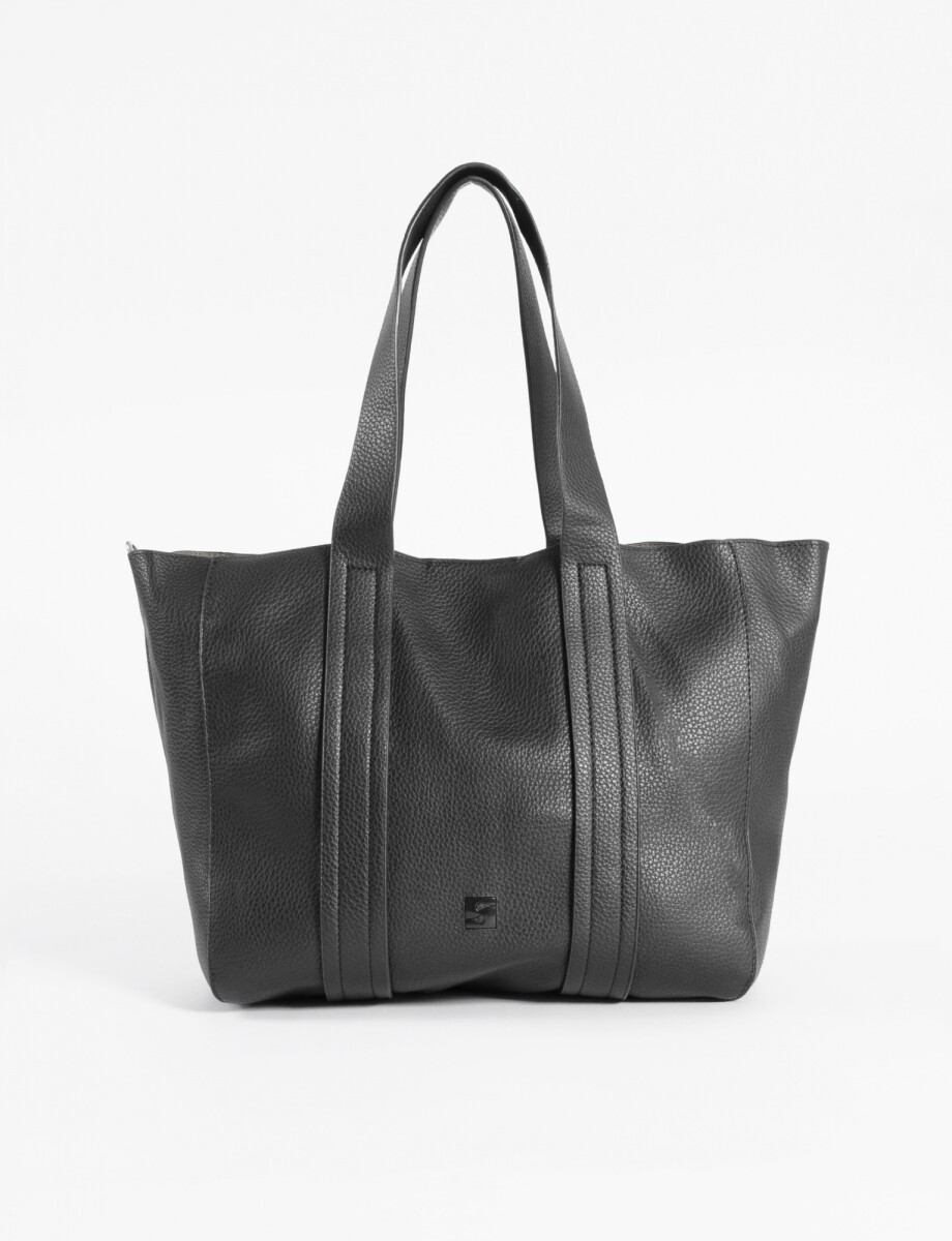 Shopper con pespuntes - negro 