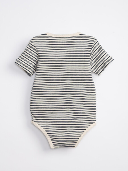 Body manga corta rib Rayas Azul