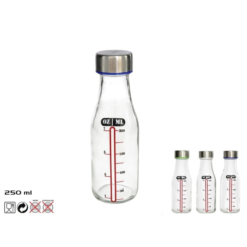 Botella Medidora 250 ml con Tapa de Acero Inoxidable BOTELLA 250ML MEDIDORA LUCA