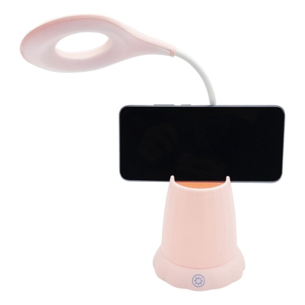 Lampara Tactil Flexible Con Base Porta Lapiz Recargable Led Color Variante Rosa